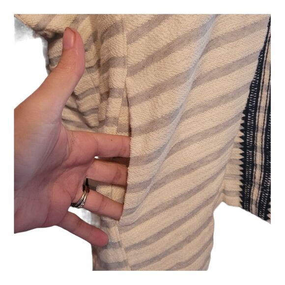 Madewell Size XS/Small Elise Ivey Navy Striped Embroidered Knit Hooded Top - Picture 9 of 11